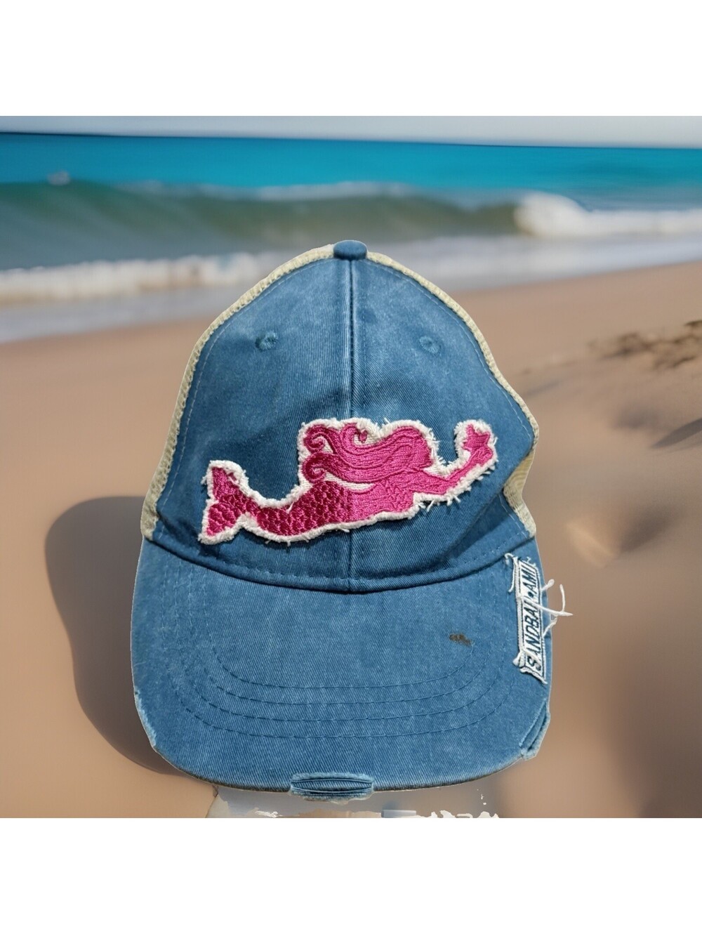 Sandbar AMI Anna Maria Island Florida Seafood White Sand Mermaid Baseball Cap